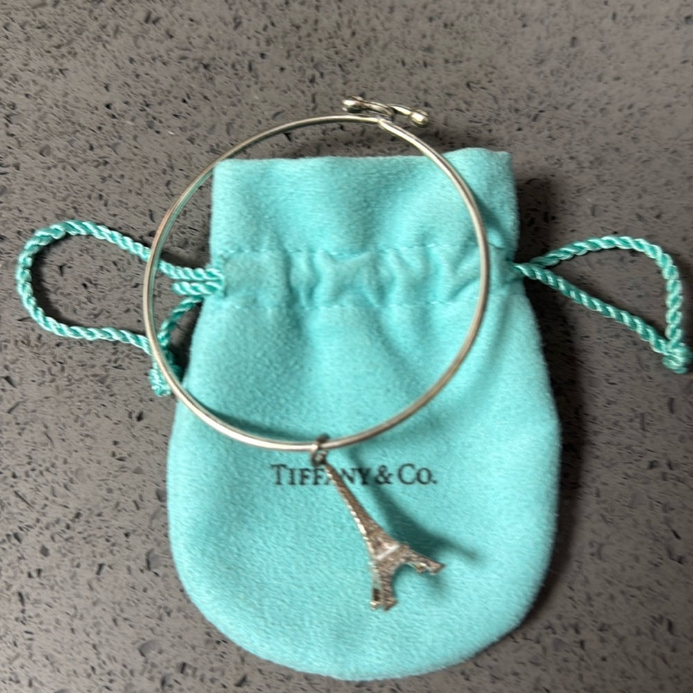 Tiffany & Co Silver Eiffel Tower Charm and Bracelet